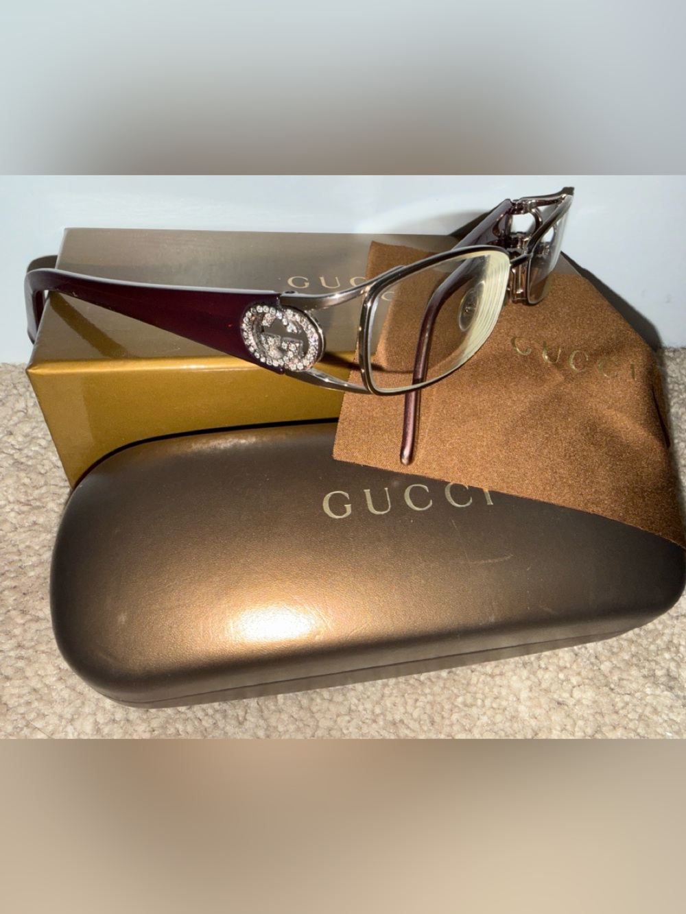 Vintage Gucci Crystal Logo Women's Glasses